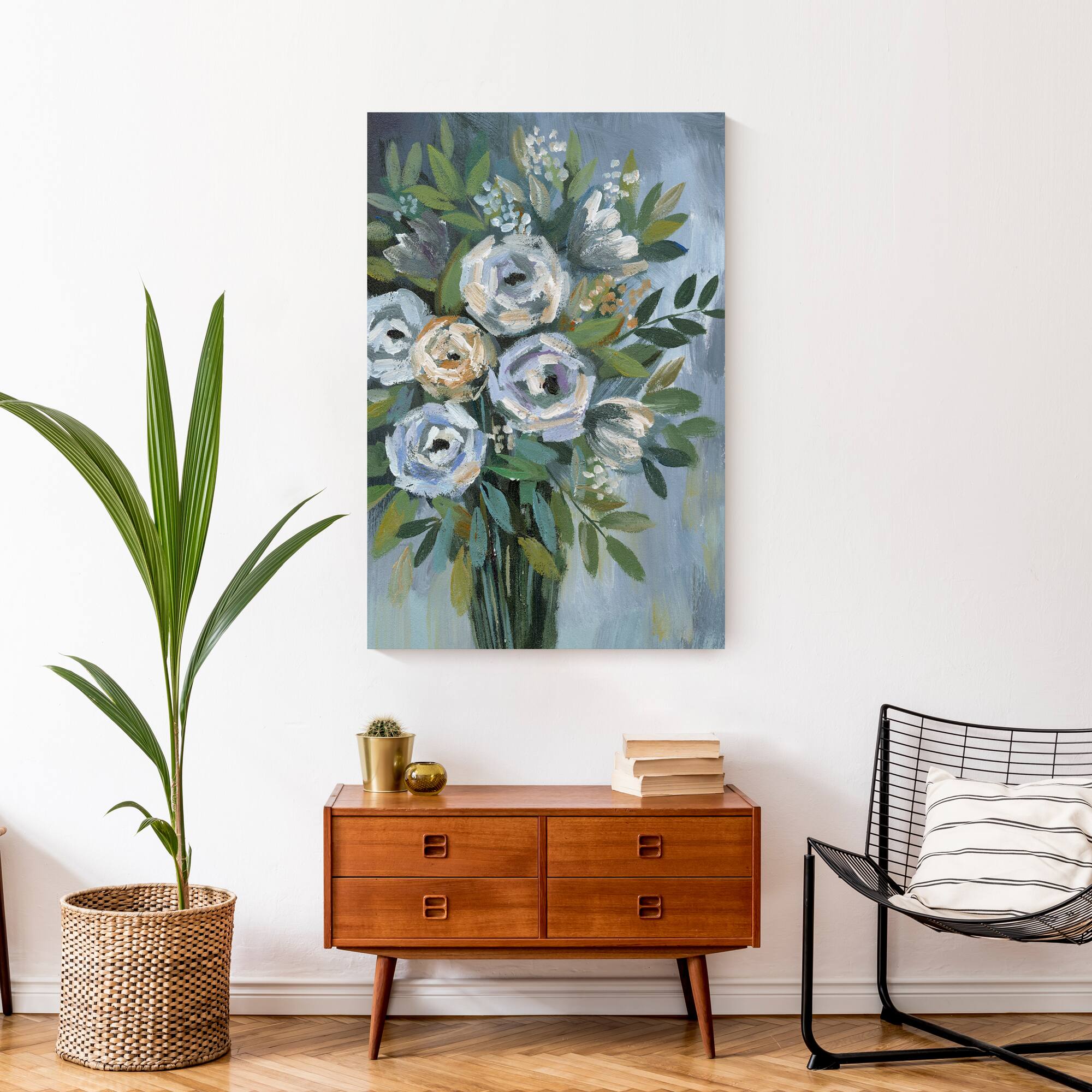Blue Floral Bouquet Canvas Wall Art